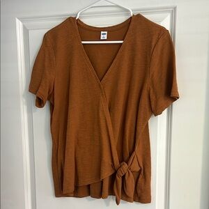 Old Navy Brown Short Sleeve Wrap Blouse